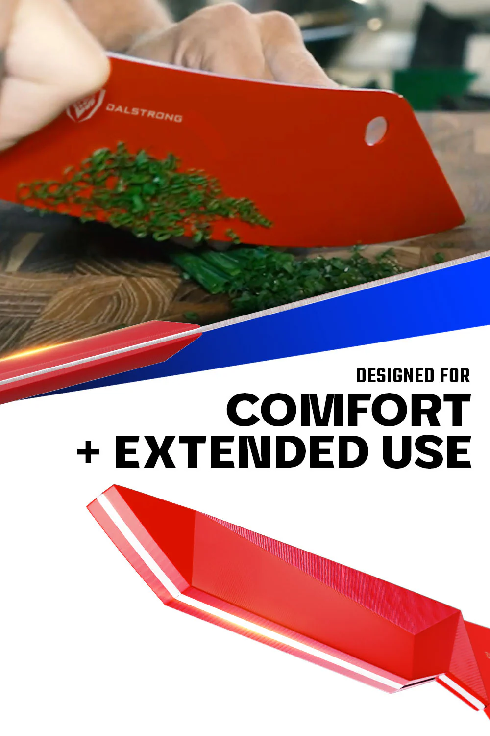 Chef & Cleaver Hybrid Knife 8" | The Crixus | Shadow Black Series | RED Edition | Dalstrong © - Image 4