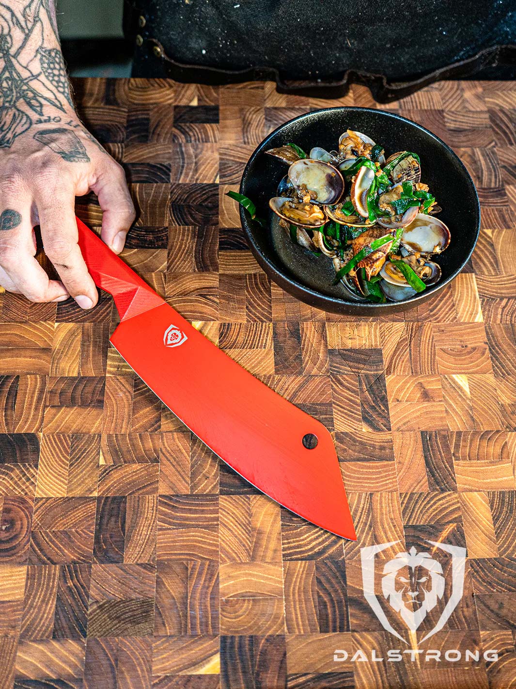 Chef & Cleaver Hybrid Knife 8" | The Crixus | Shadow Black Series | RED Edition | Dalstrong © - Image 8