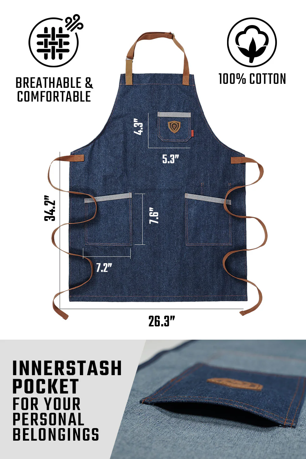 American Legend | Blue Denim | Professional Chef's Kitchen Apron | Dalstrong © - Image 5