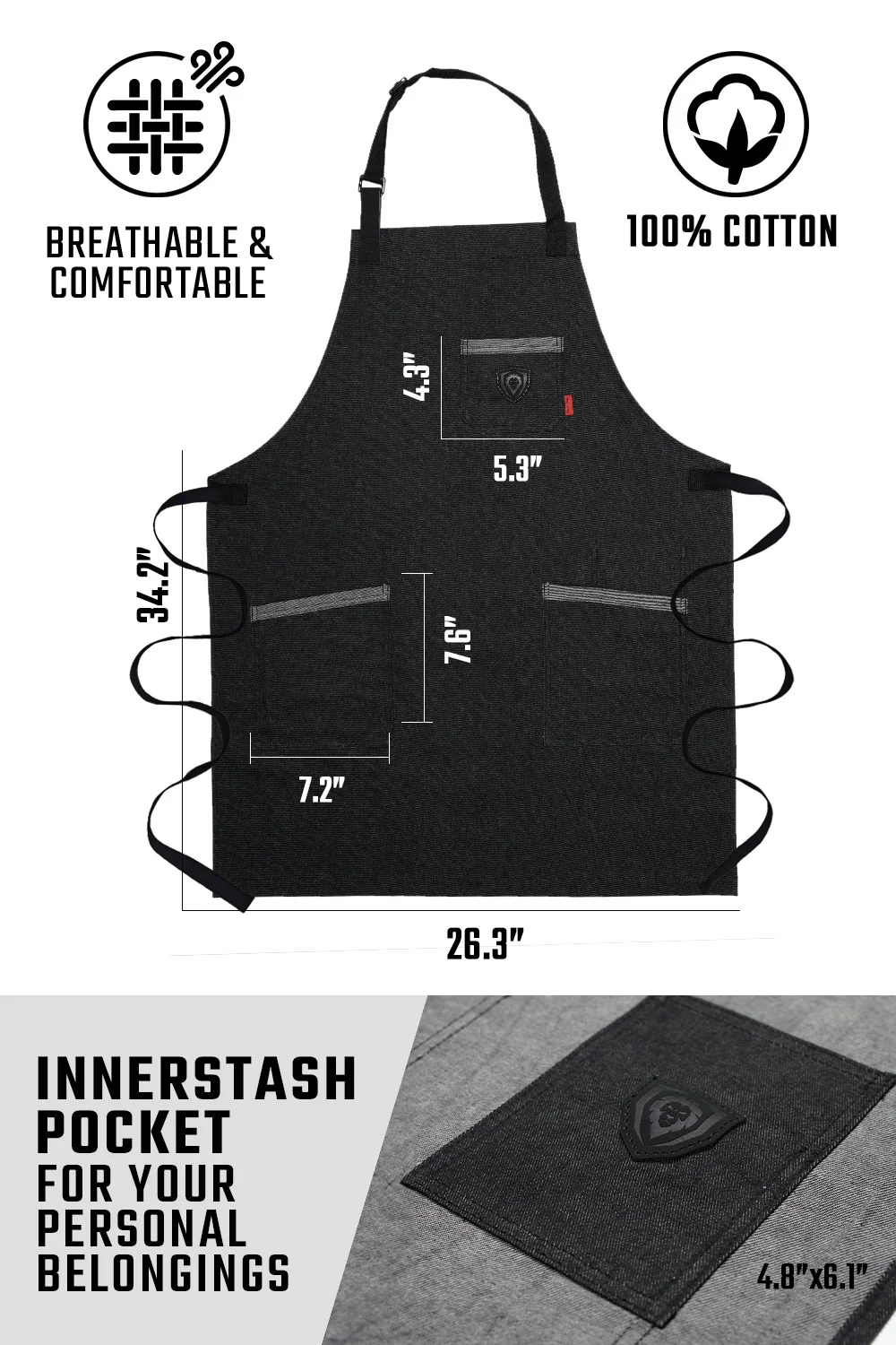 The Night Rider | Black Denim | Professional Chef's Kitchen Apron | Dalstrong © - Image 5