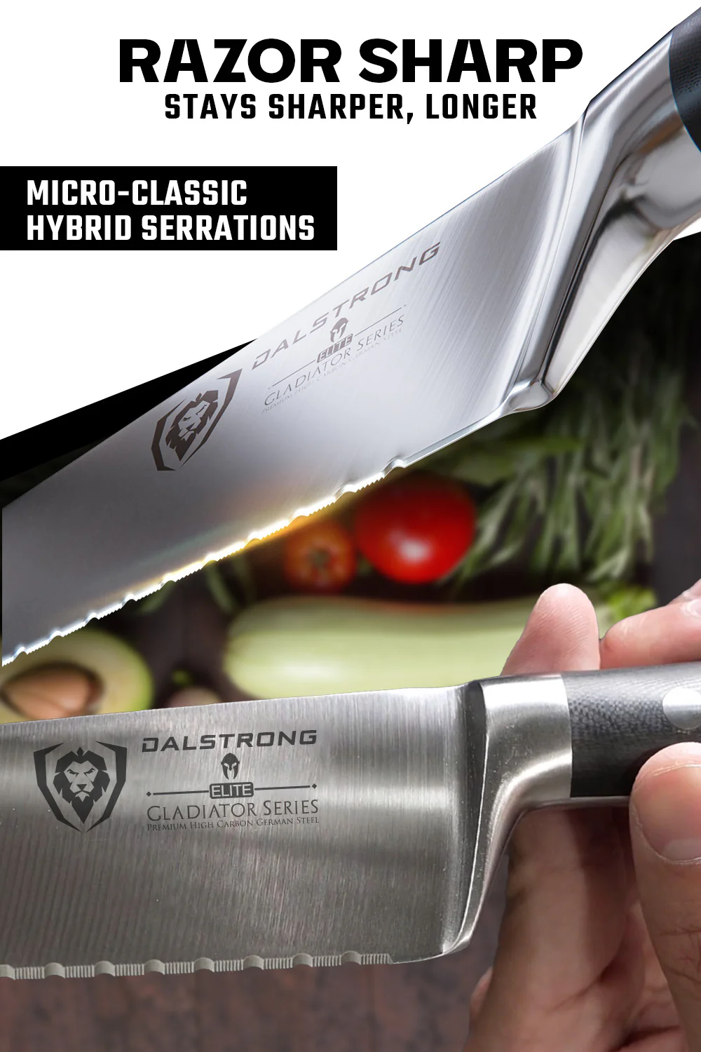 Serrated Chef Knife 7.5" | Gladiator Series | NSF Certified | Dalstrong © - Image 3