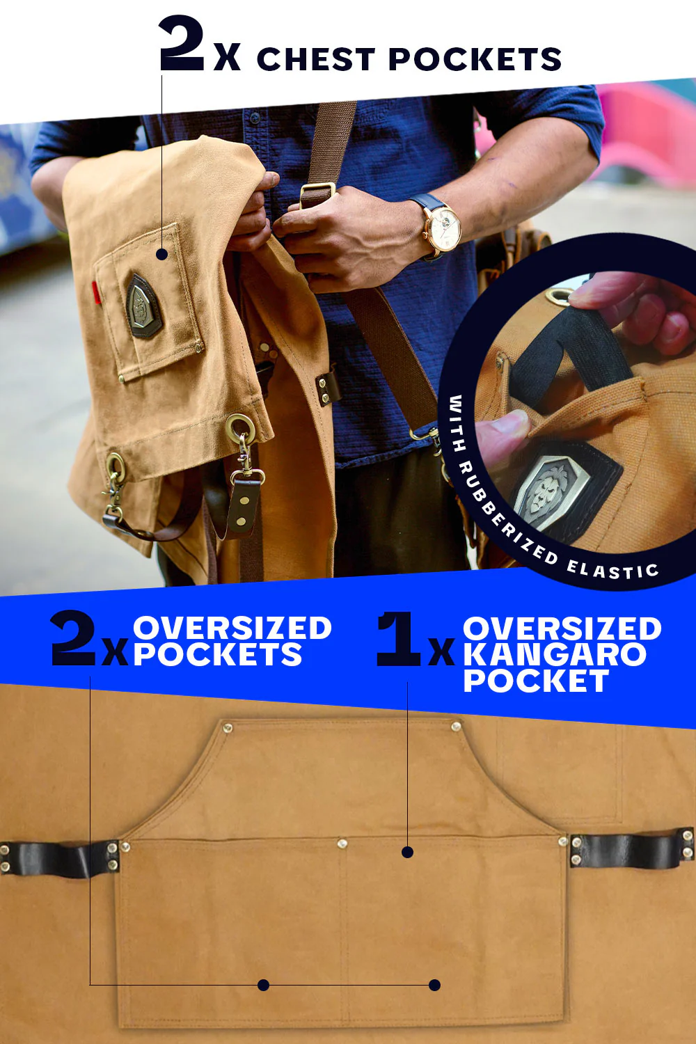 Professional Chef Apron | Brown 'Desert Drifter' | Heavy-Duty Waxed Canvas | Dalstrong © - Image 3