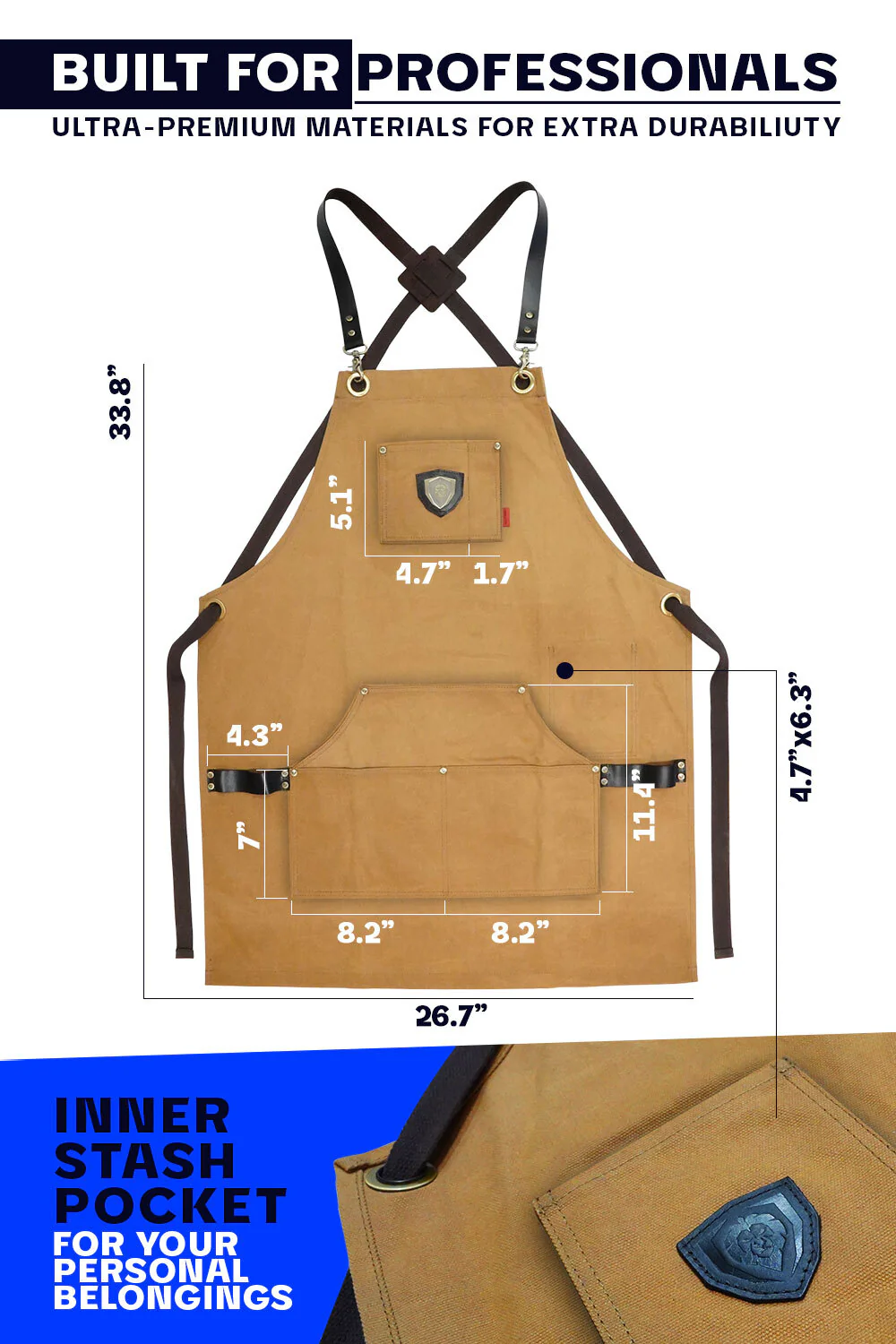 Professional Chef Apron | Brown 'Desert Drifter' | Heavy-Duty Waxed Canvas | Dalstrong © - Image 4