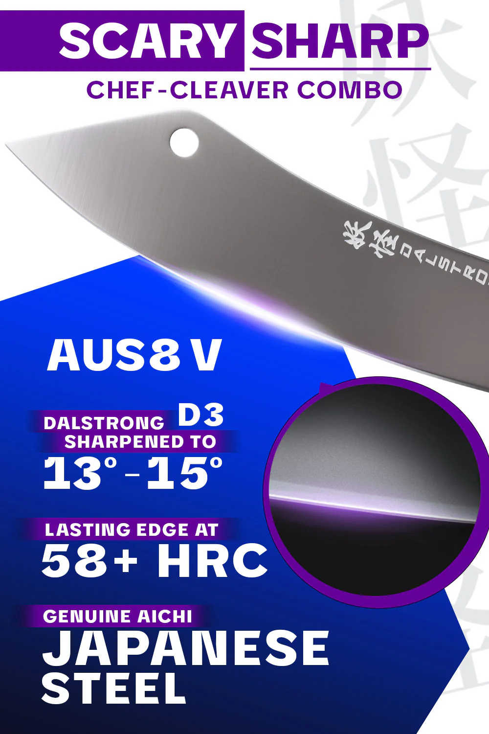 Chef & Cleaver Hybrid Knife 8" | Crixus | Phantom Series | Dalstrong © - Image 3