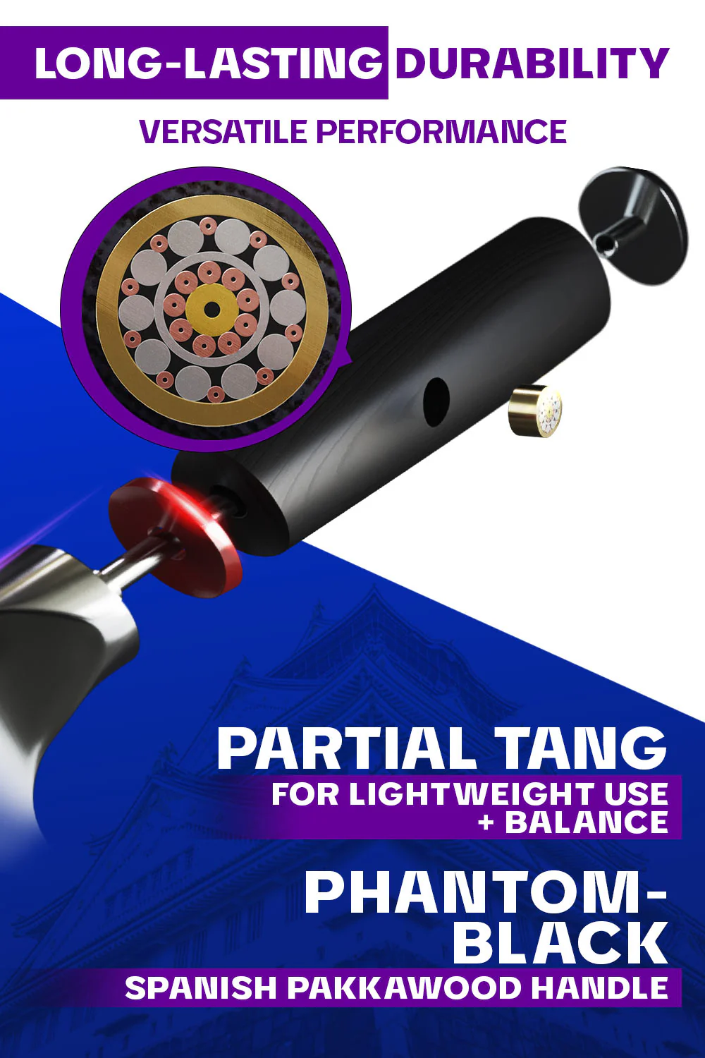 Chef & Cleaver Hybrid Knife 8" | Crixus | Phantom Series | Dalstrong © - Image 4