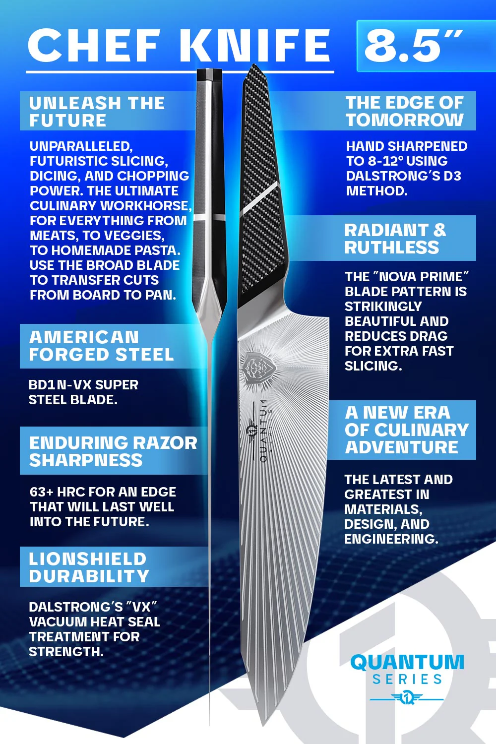 Chef's Knife 8.5" | Quantum 1 Series | Dalstrong © - Image 6