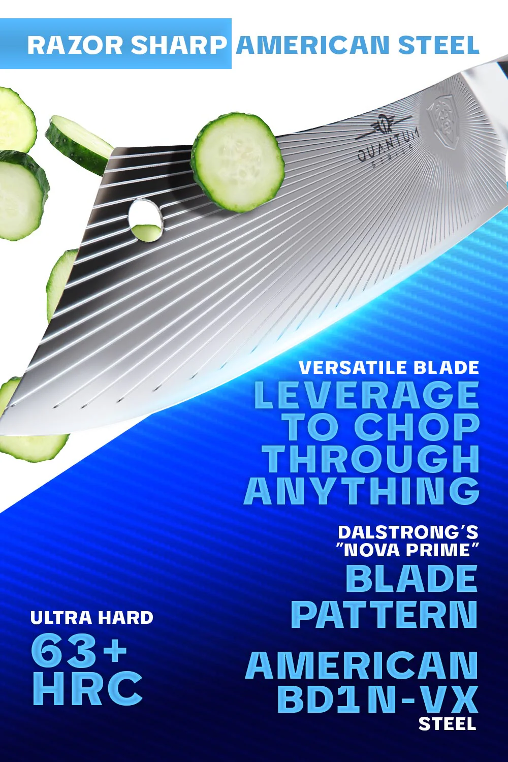 Chef & Cleaver Hybrid Knife 8" | Crixus | Quantum 1 Series | Dalstrong © - Image 3