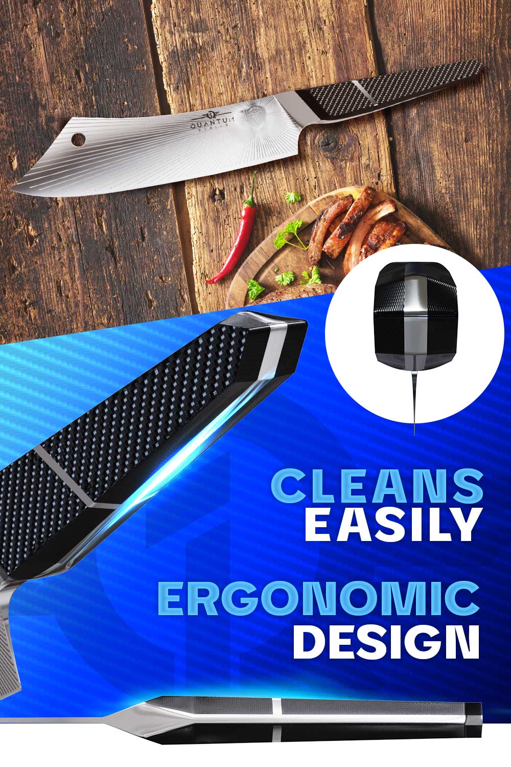 Chef & Cleaver Hybrid Knife 8" | Crixus | Quantum 1 Series | Dalstrong © - Image 7