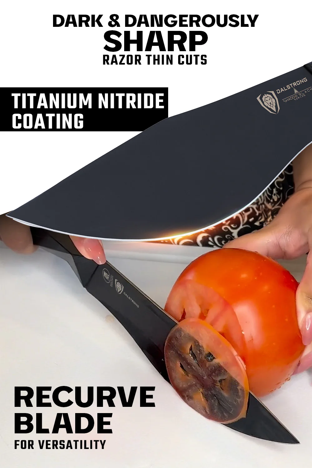 Chef's-Cleaver Hybrid "Barong" Knife 7" | Shadow Black Series | NSF Certified | Dalstrong © - Image 3