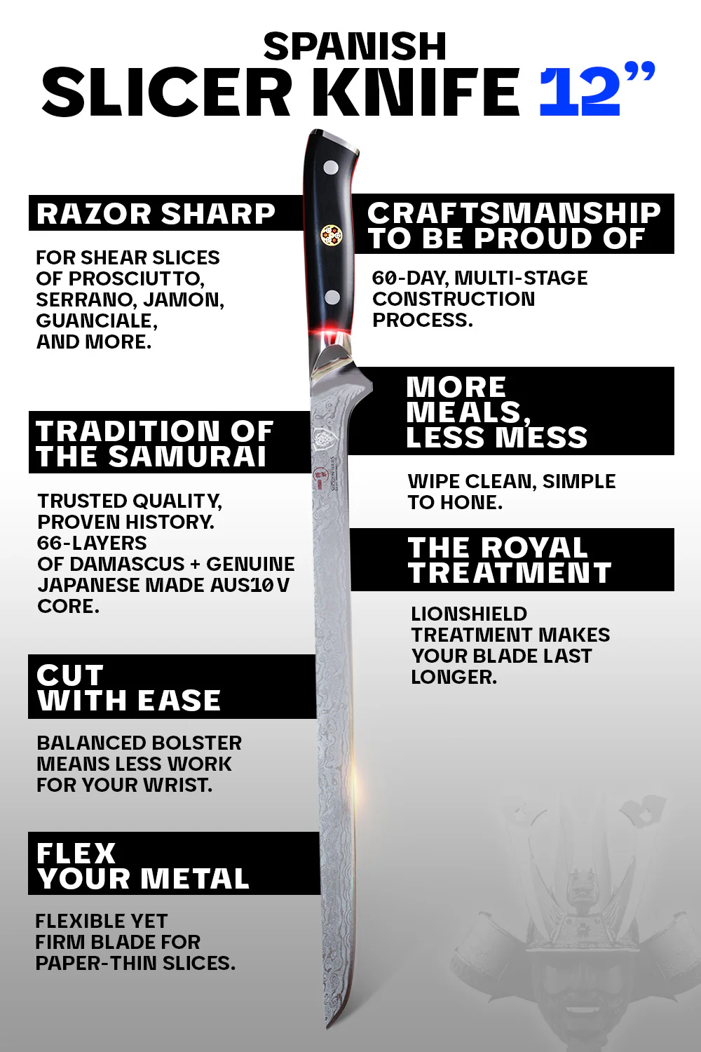 Spanish Style Meat & Ham Slicer 12" | Shogun Series | ELITE | Dalstrong © - Image 6