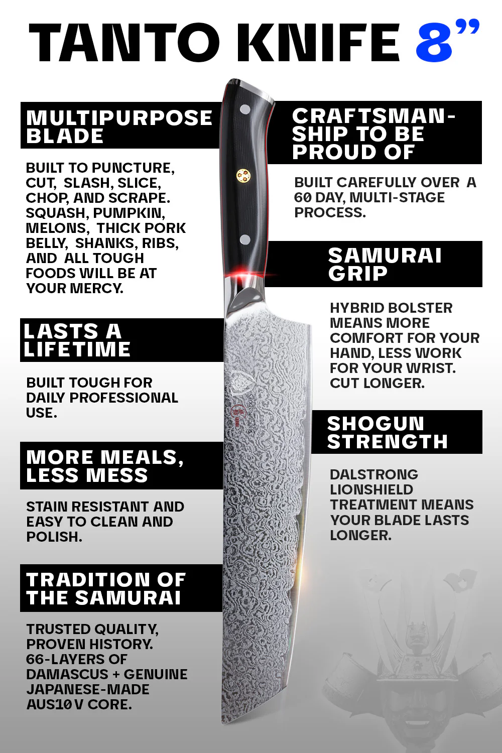 Tanto Chef's Knife 8" | Shogun Series | ELITE | Dalstrong © - Image 6