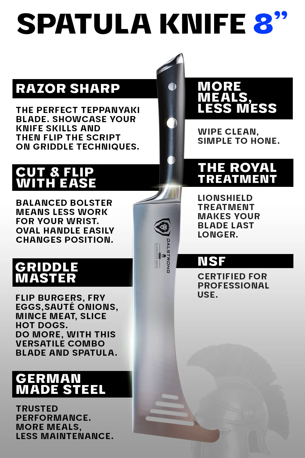 Spatula Knife Hybrid Utensil 8" | Gladiator Series | NSF Certified | Dalstrong © - Image 6