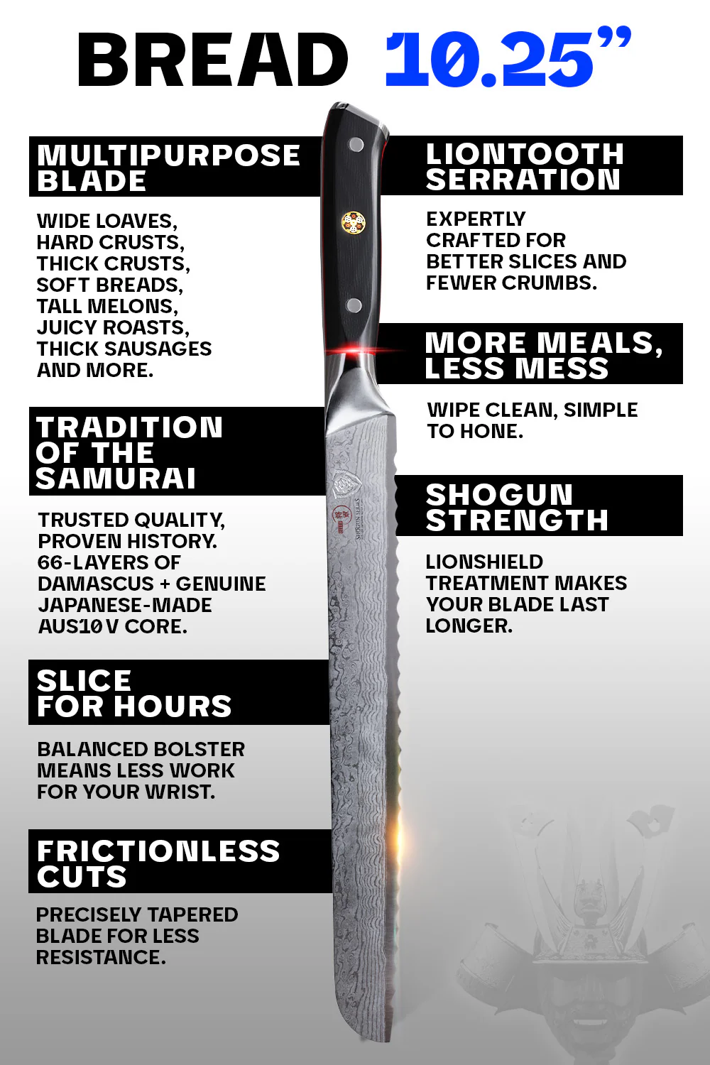 Bread Knife 10.25" | Shogun Series | ELITE | Dalstrong © - Image 5