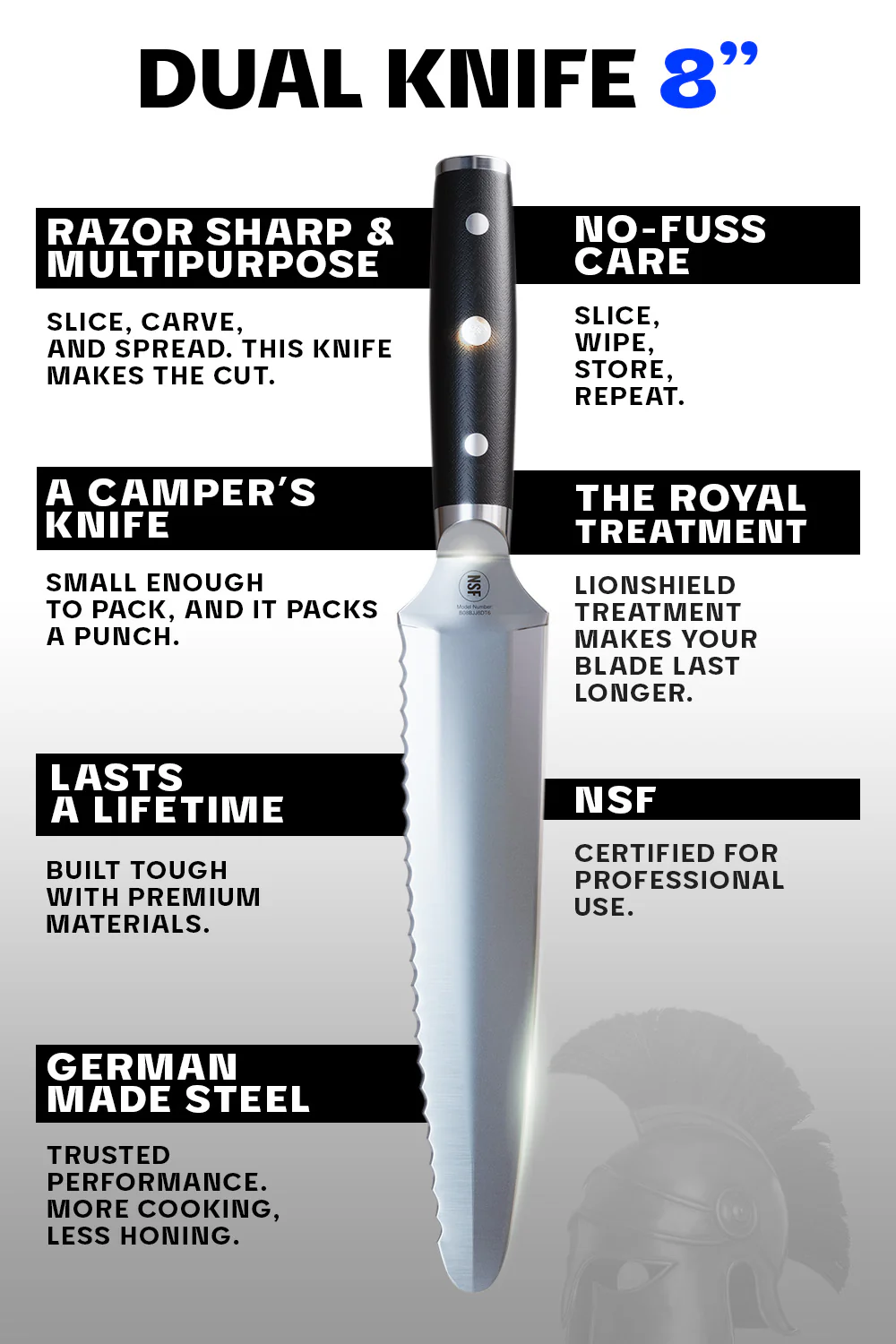 Dual-Sided Chef's Knife 8" | Gemini Twin Blade | Gladiator Series | NSF Certified | Dalstrong © - Image 6