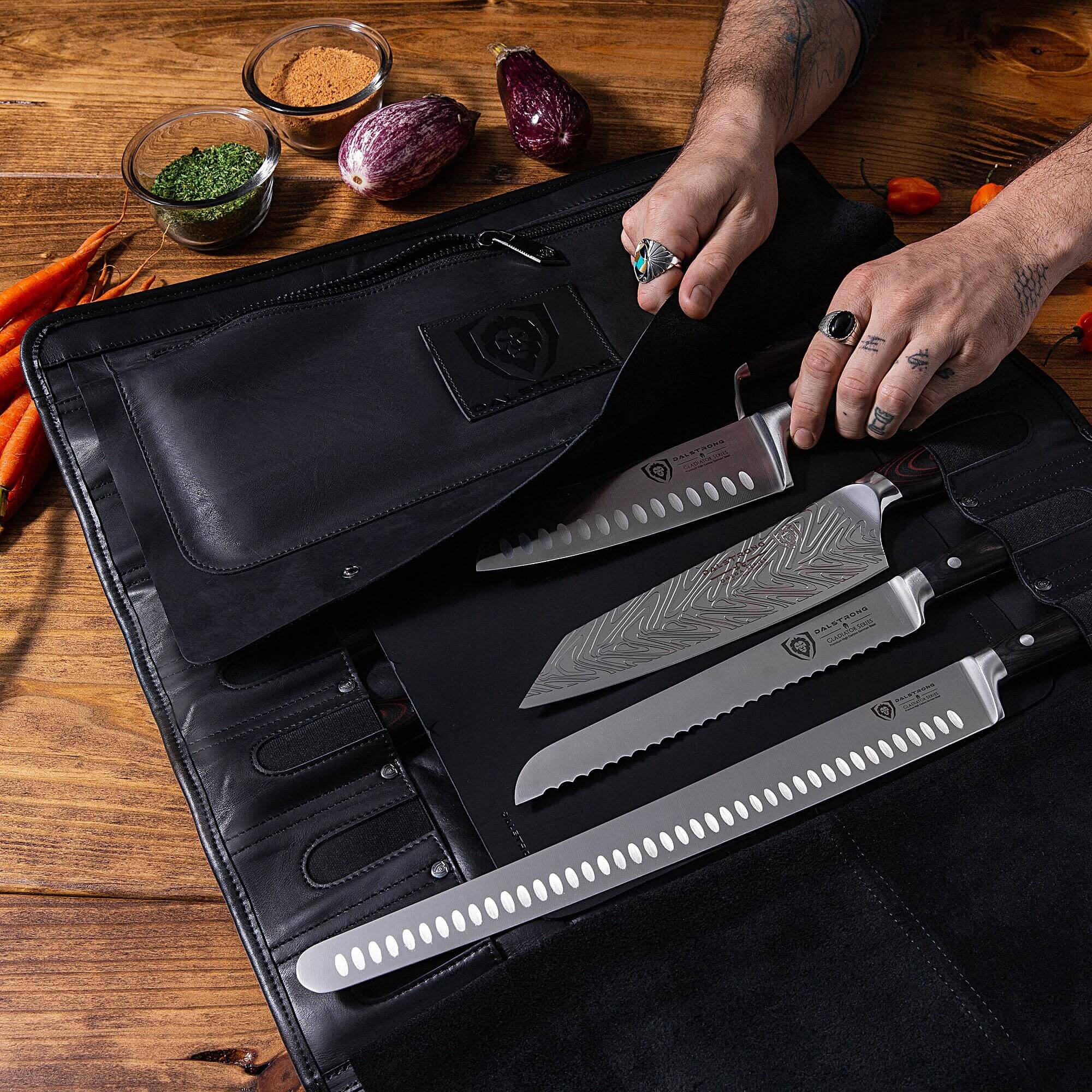 Midnight Black | Full Grain Leather | Vagabond Knife Roll | Dalstrong © - Image 8